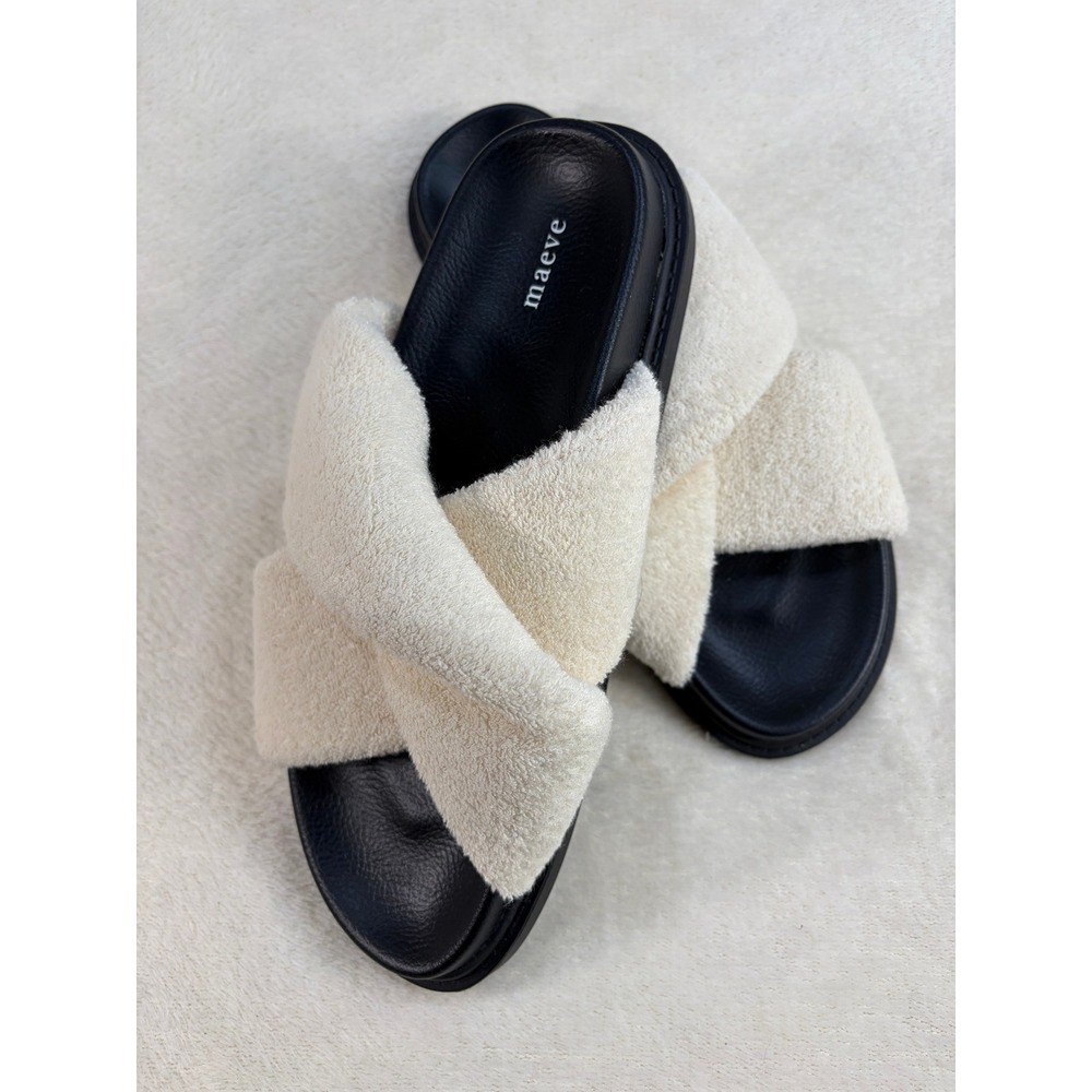 Maeve Cream Crisscross Terry‎ Cloth Slide Sandals Womens 8 Like New